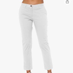 EBIFIN Women's Low Rise White Cotton Chino Pants XXL